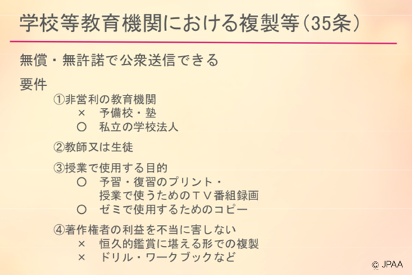 学校等教育機関における複製等（35条）